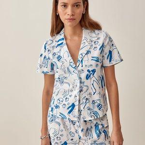 Reformation abstract button down Drake top